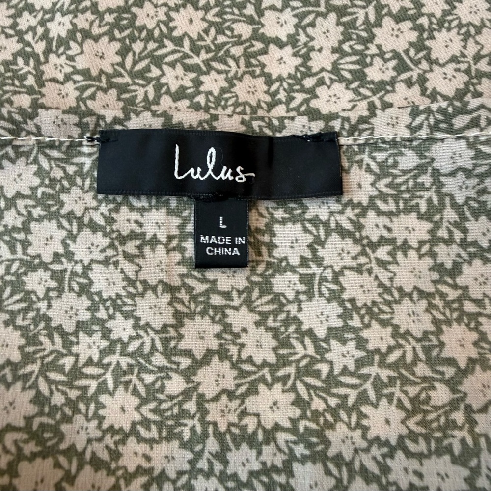 Lulus X Lush Times With You Sage Green Floral Print Puff Sleeve Midi Dress Large - Picture 14 of 15